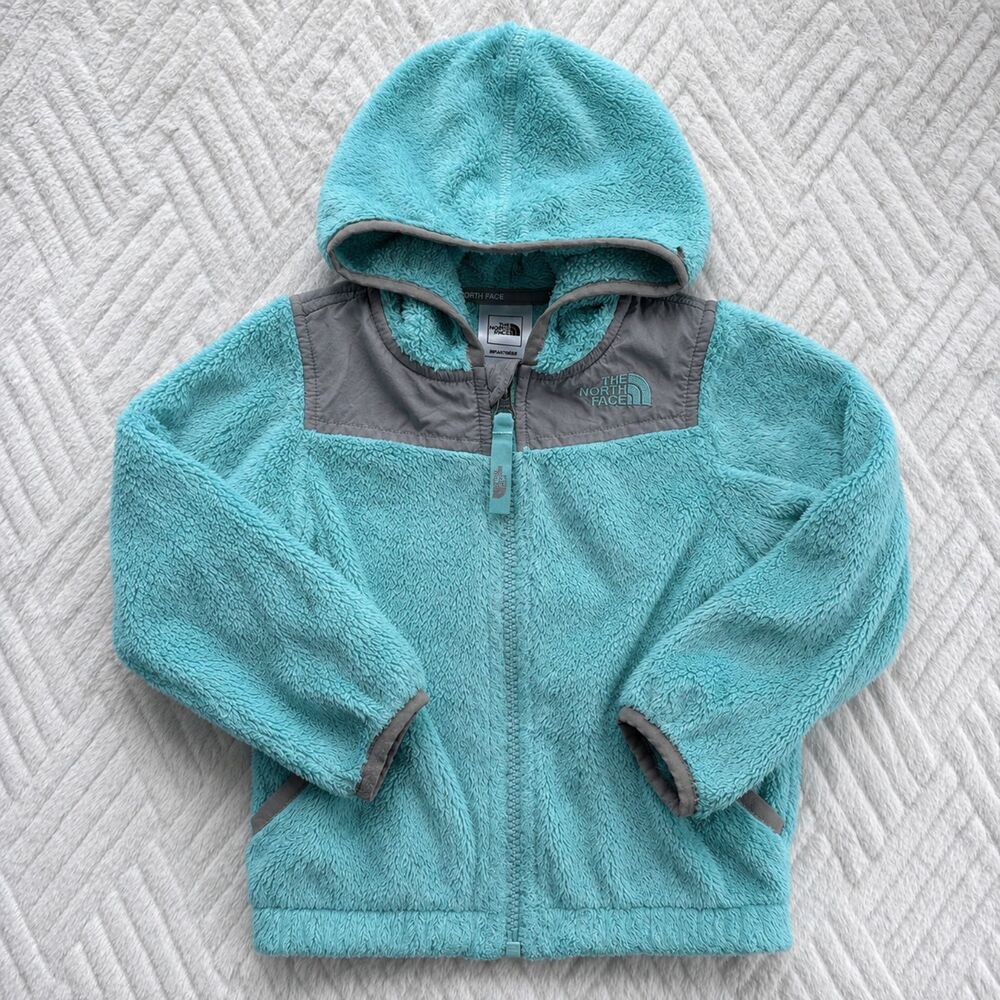 The North Face Infant 18-24M Oso Hoodie Aqua Blue Gray Fleece Full Zip Jacket